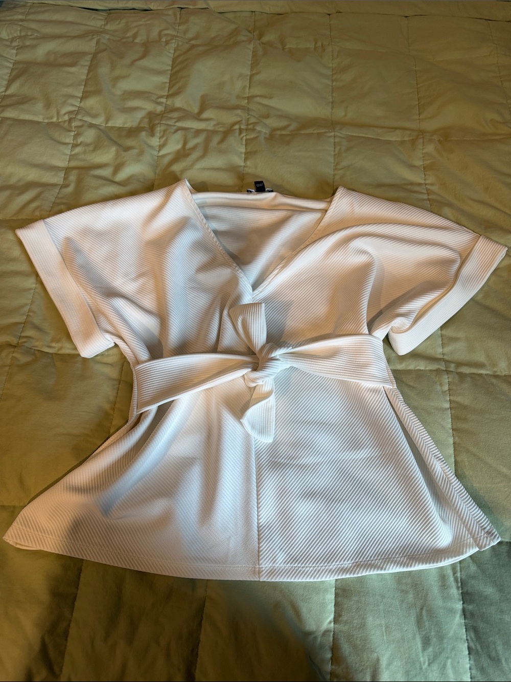 Express White V-Neck Tie-Front Blouse